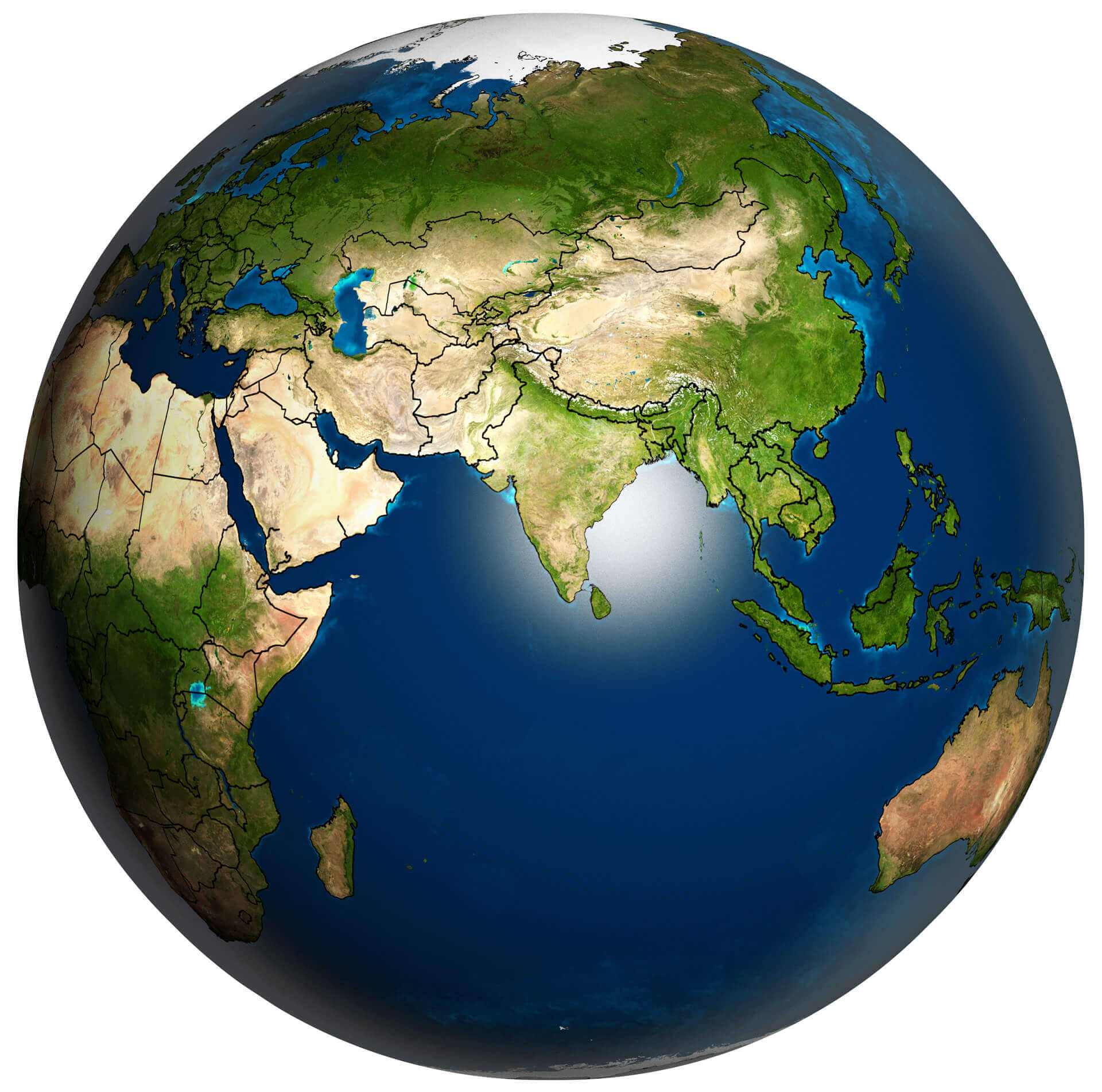 Large Asia and earth map