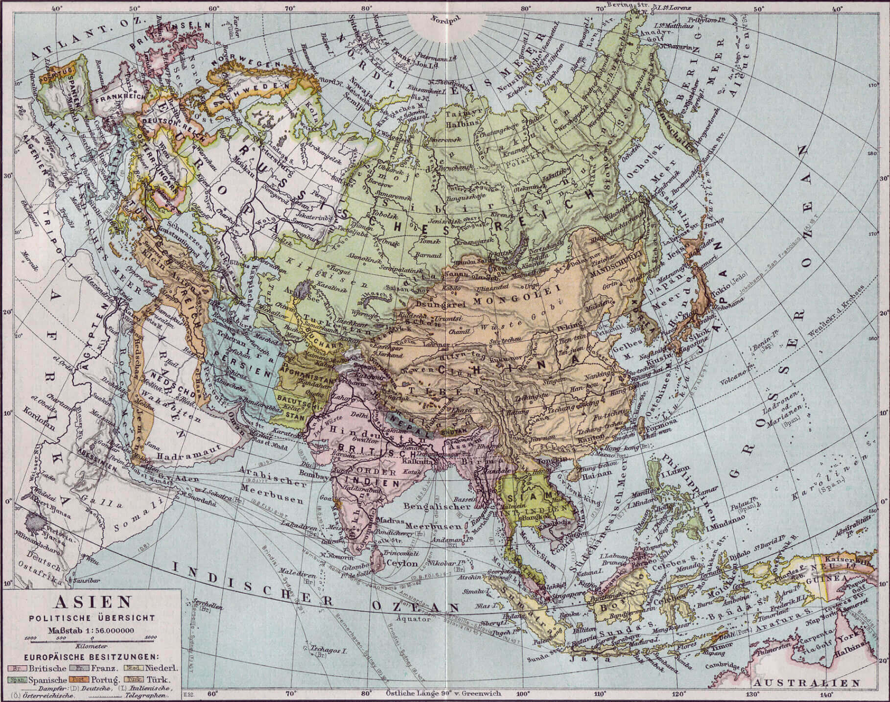 1890 Map of Asia