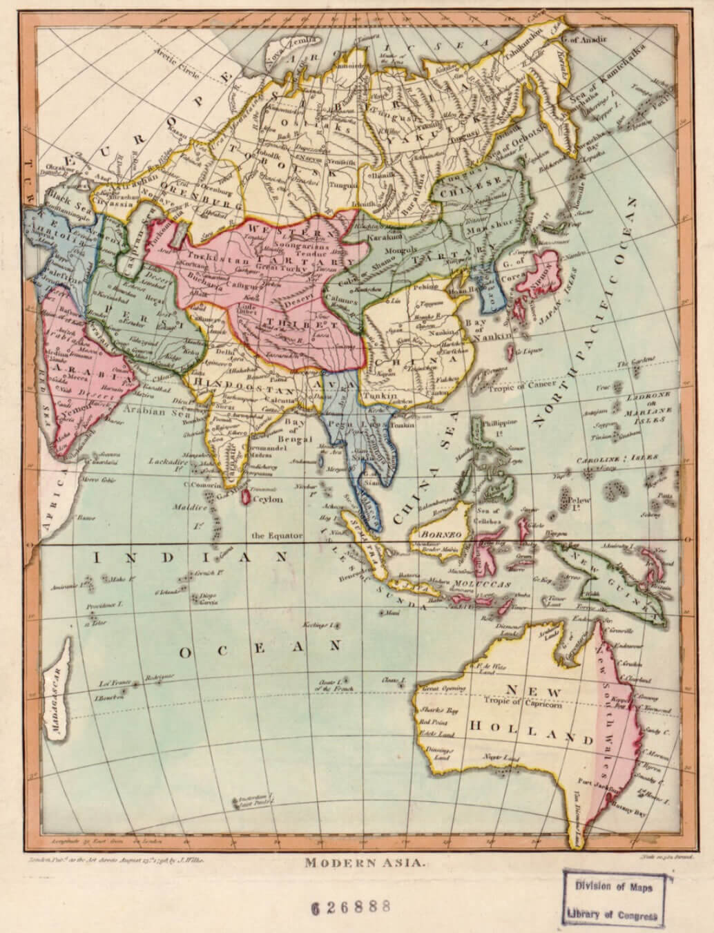 Map of Asia in 1796