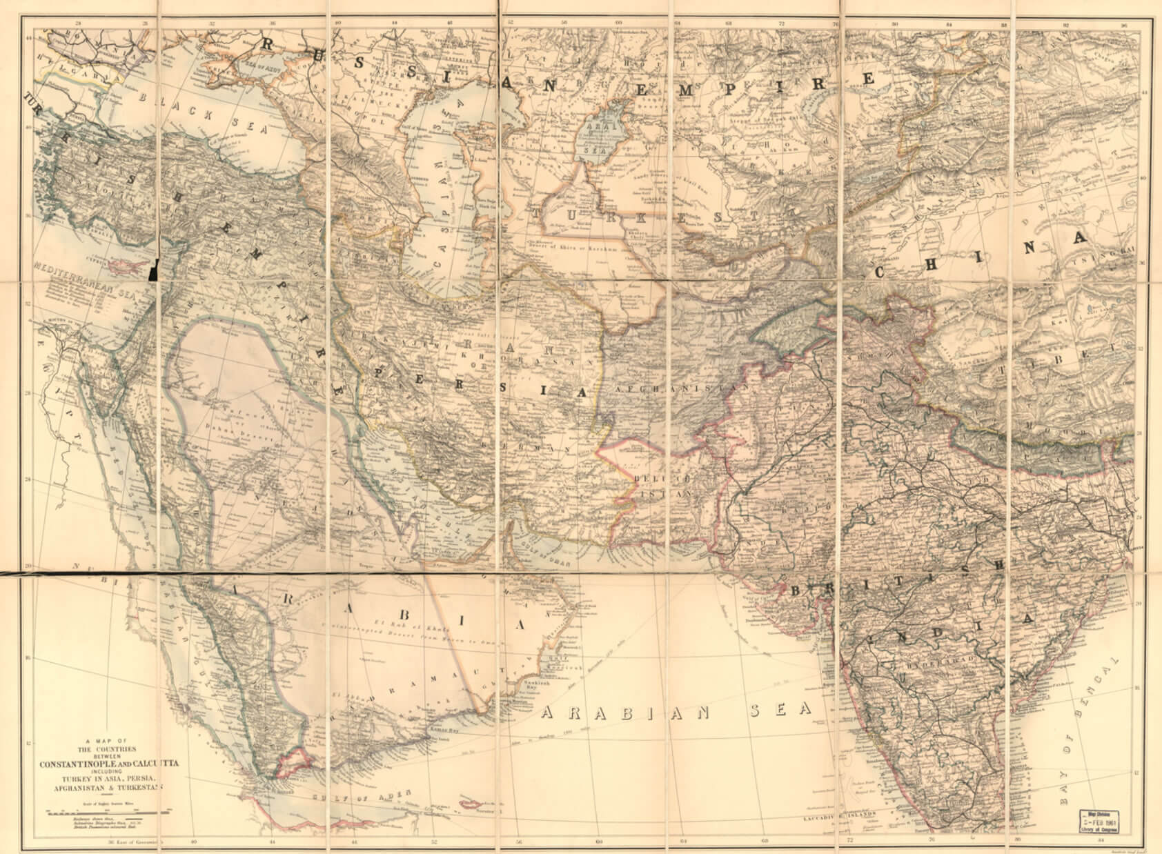 Map of Western Southern and Central Asia in 1885