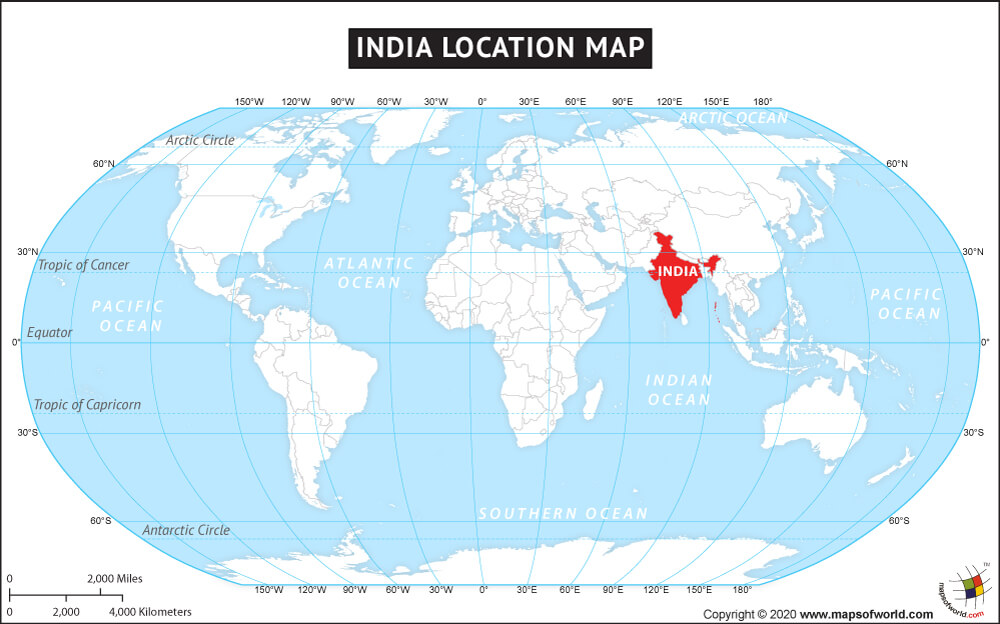 India on the World map