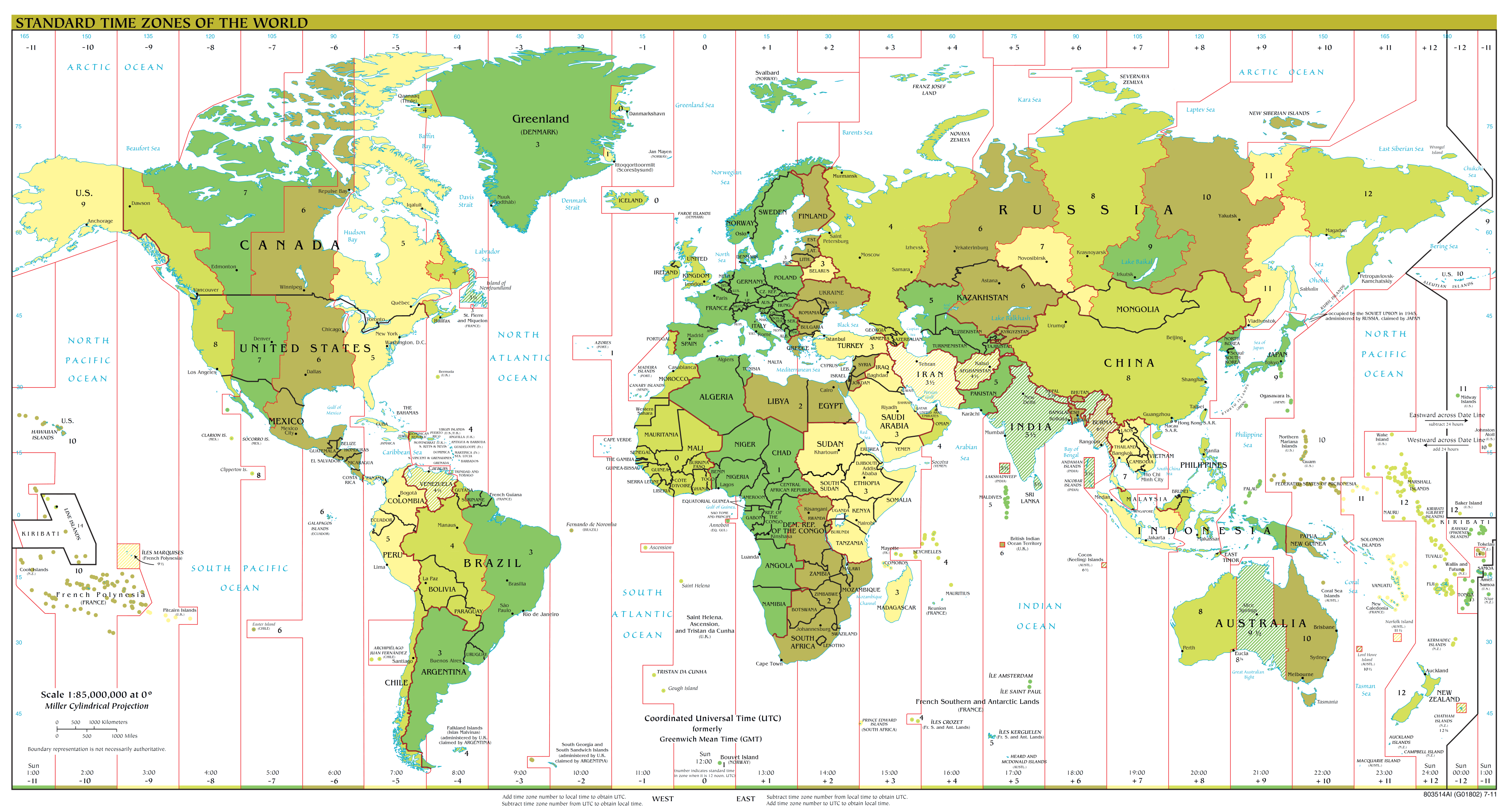 Standard time zones of the World and India