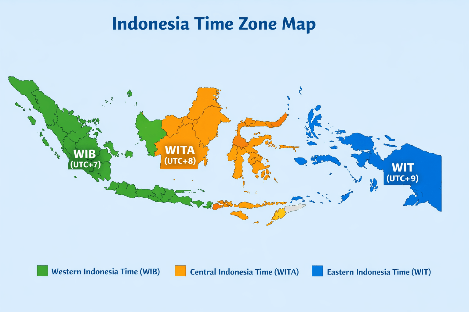 Indonesia standard time zone map