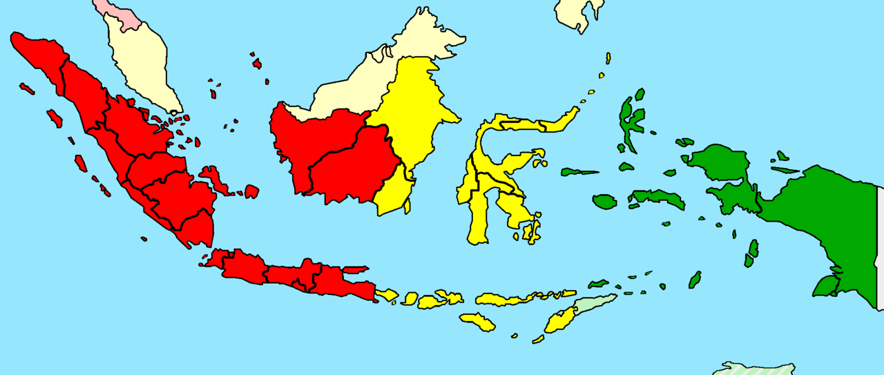 Time zones map of Indonesia