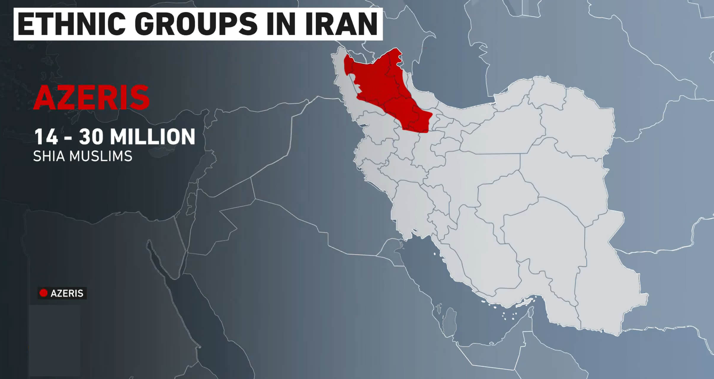 Azeris ethnic groups map in Iran