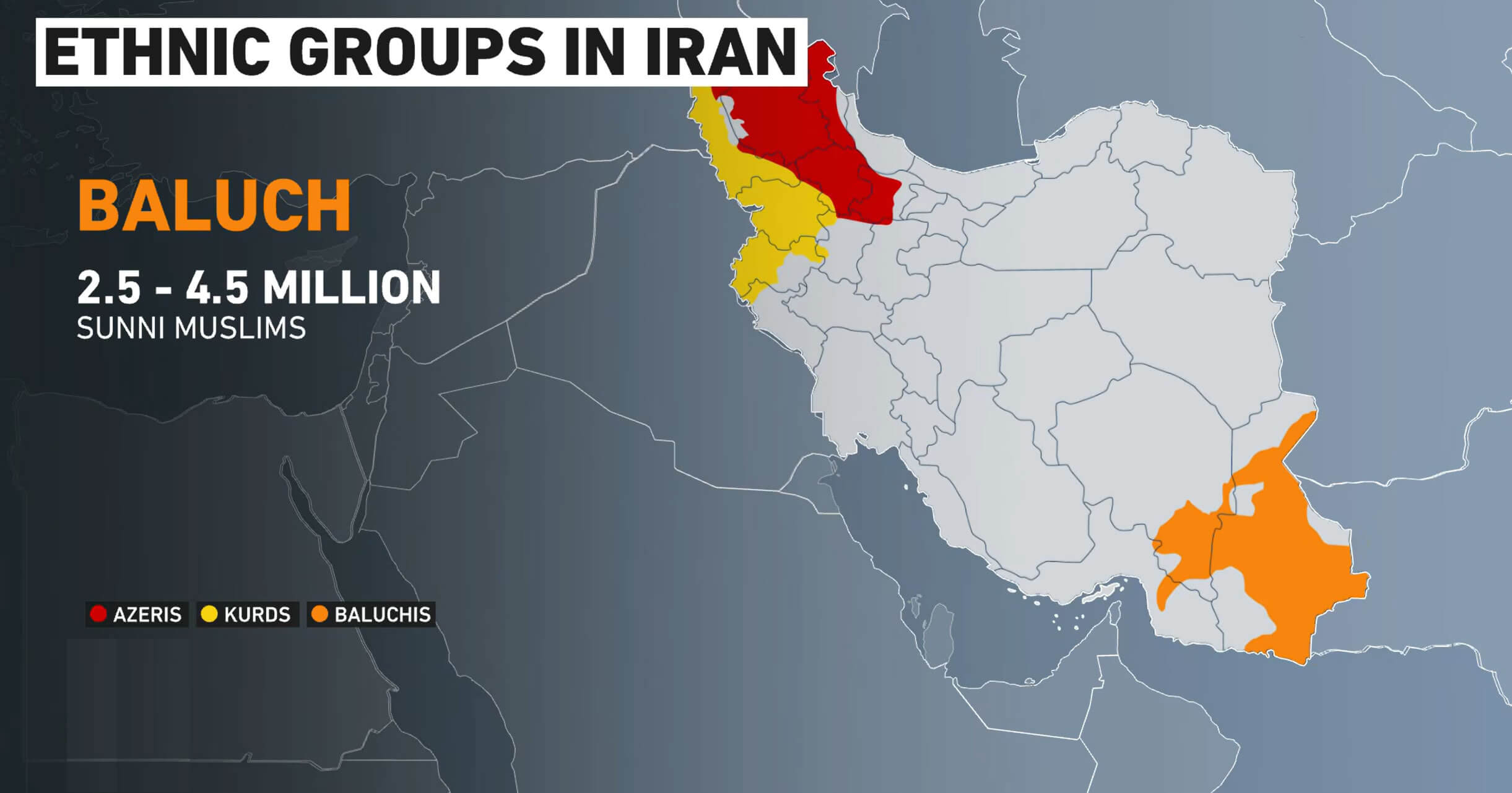 Baluch ethnic groups map in Iran
