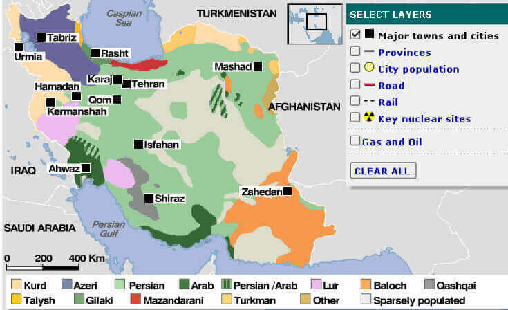 Ethnic groups map of Iran