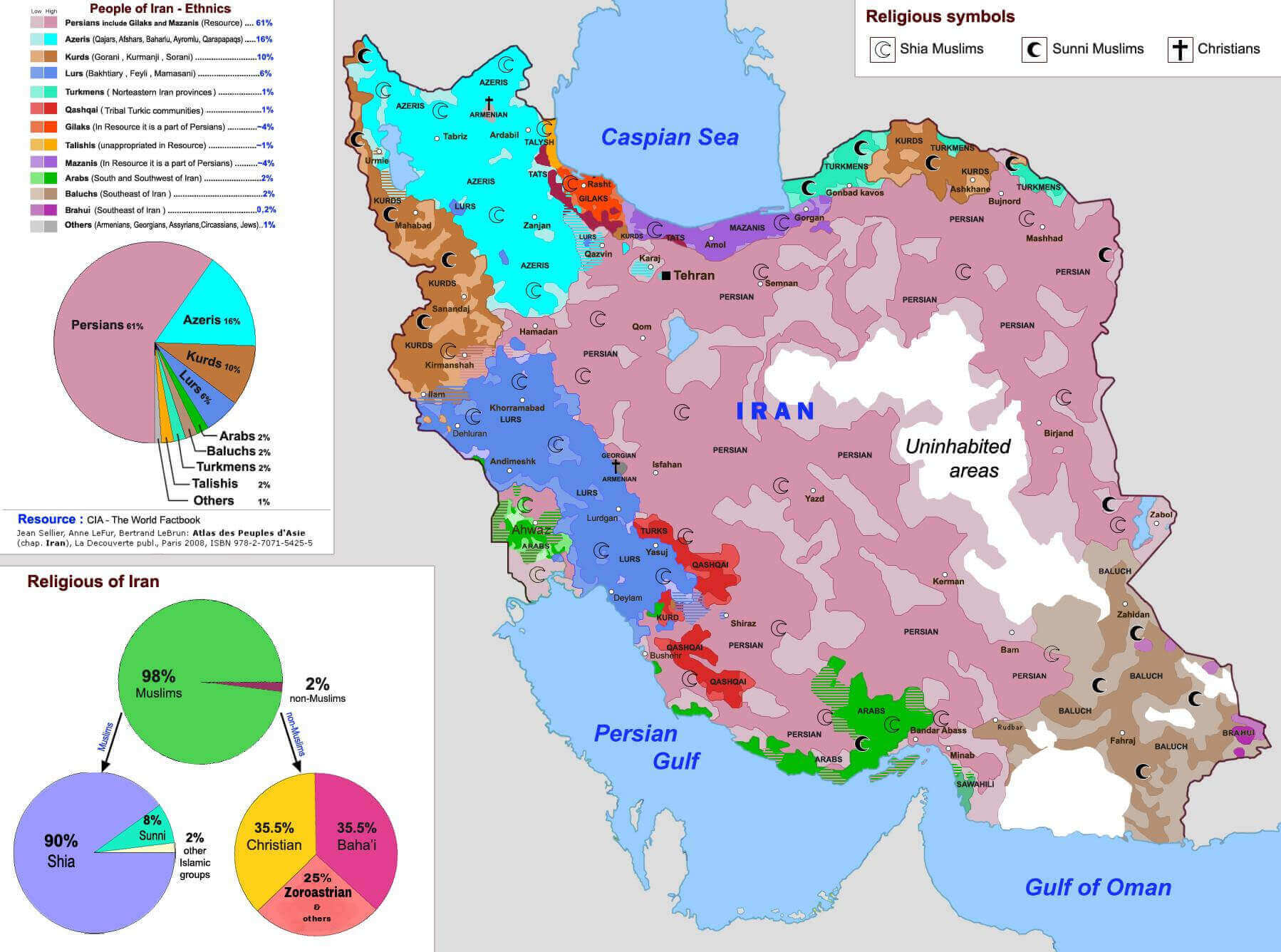 Iran ethnic groups and demography map
