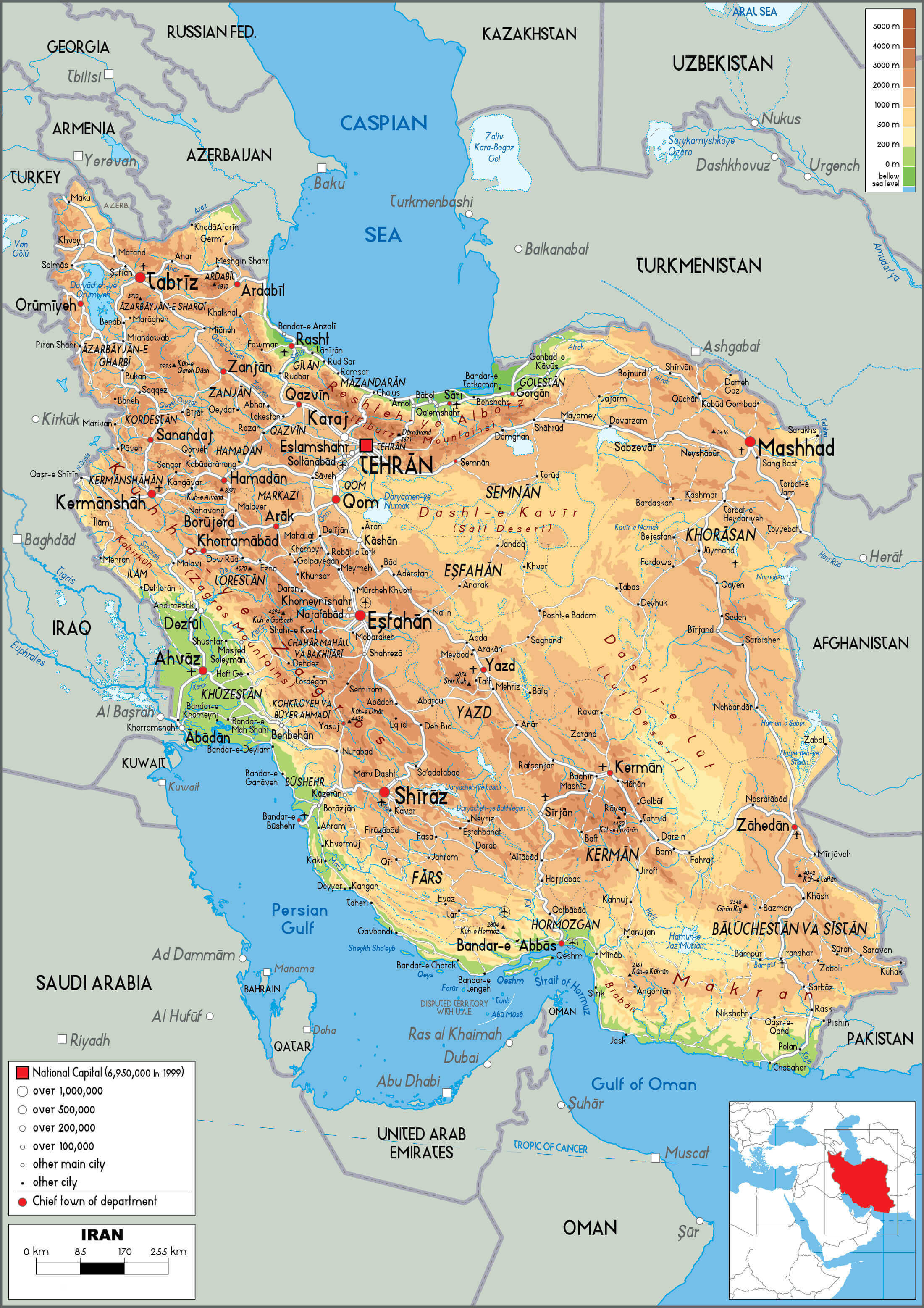 High-resolution Iran physical map