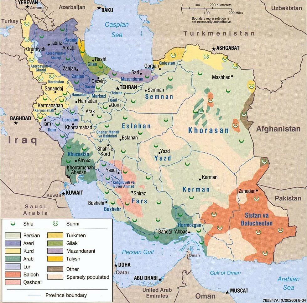 Iran ethnoreligious distribution map 2004