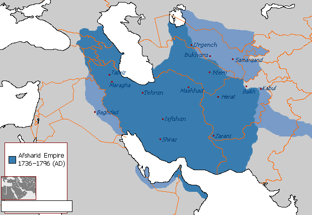 Revised map of the afsharid empire 1736 1796 AD