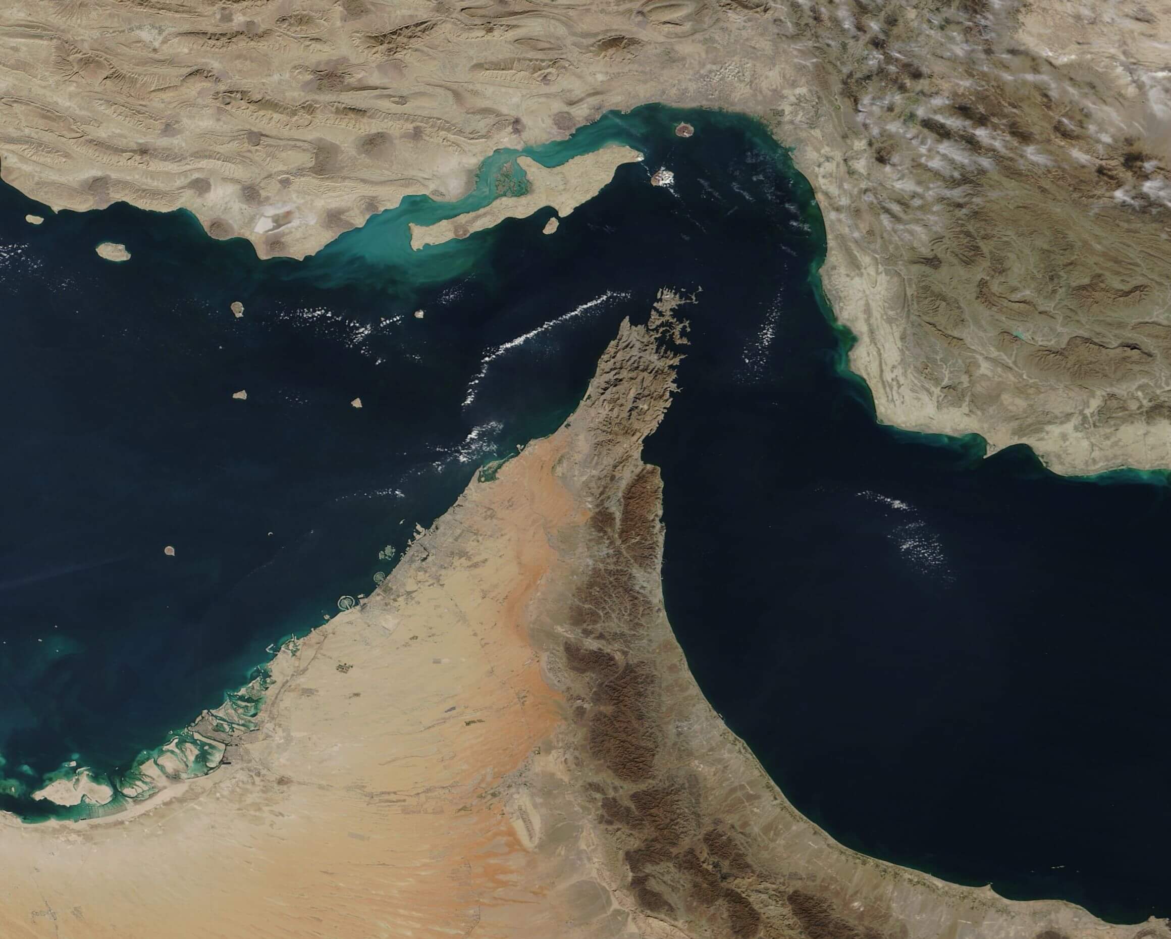 Strait of Hormuz and Musandam Peninsula satellite map