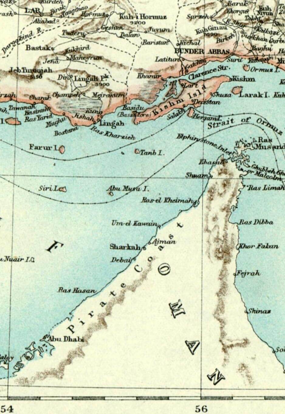 Strait of Hormuz map 1892