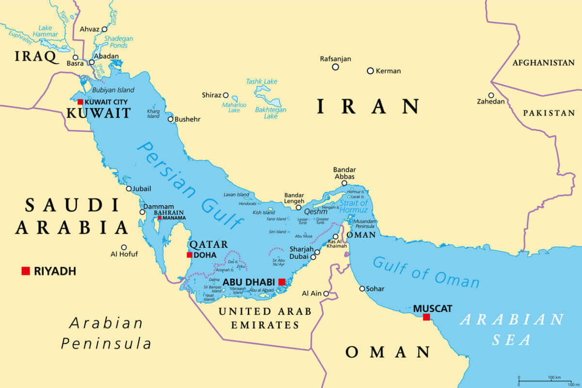 Strait of Hormuz Map 22 Strait of Hormuz map with Saudia Arabia UAE Oman and Iran