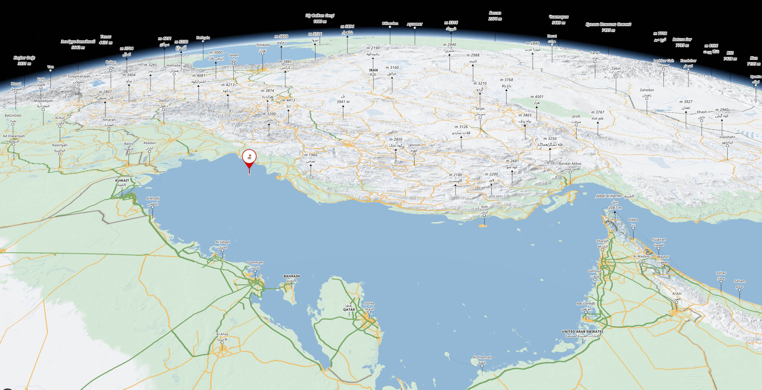 Kharg Island Iran Persian Gulf terrain elevation map