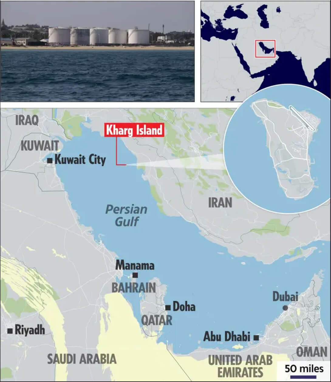 Kharg Island Persian Gulf map