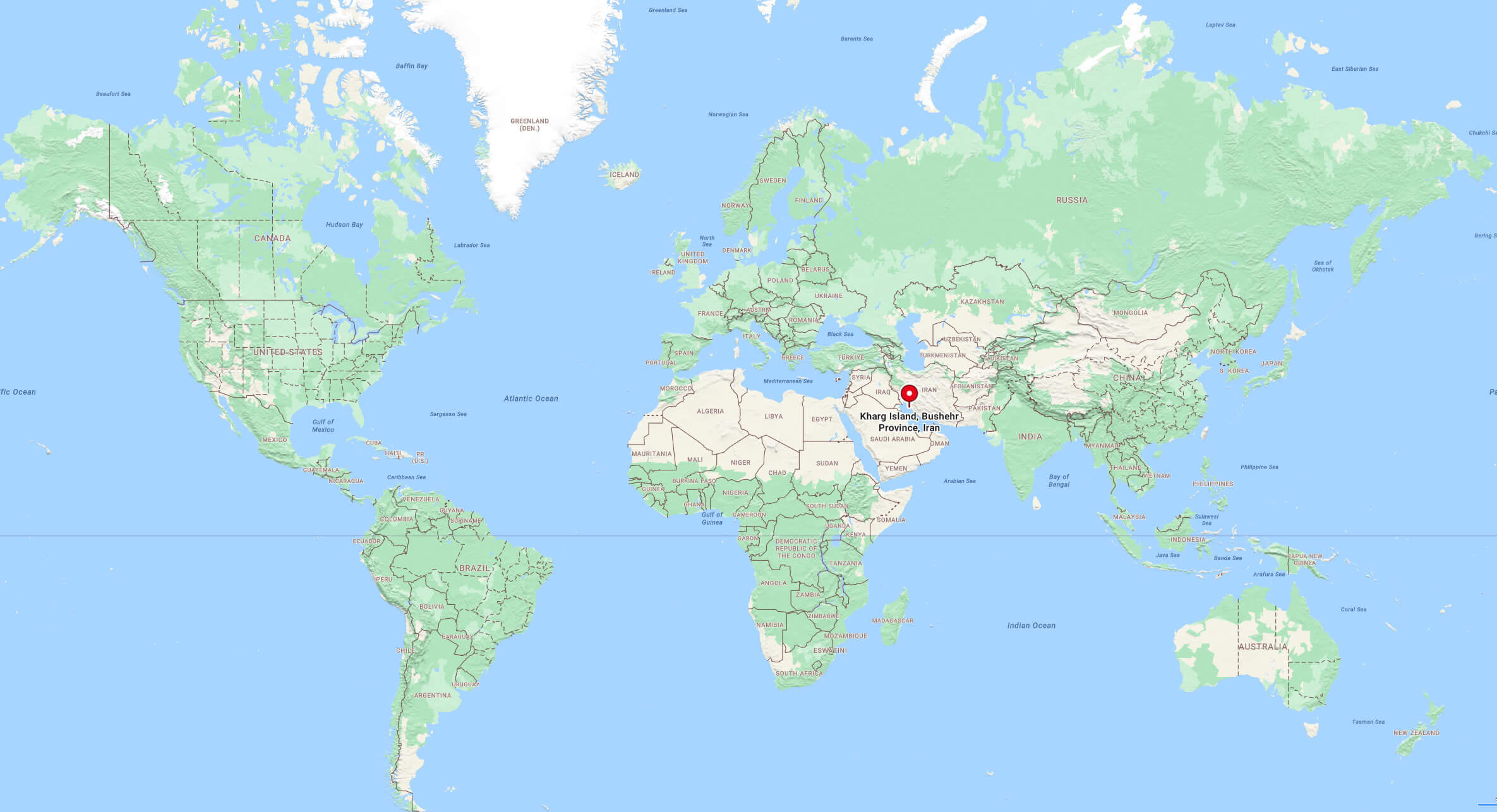 US Kharg Island Iran map