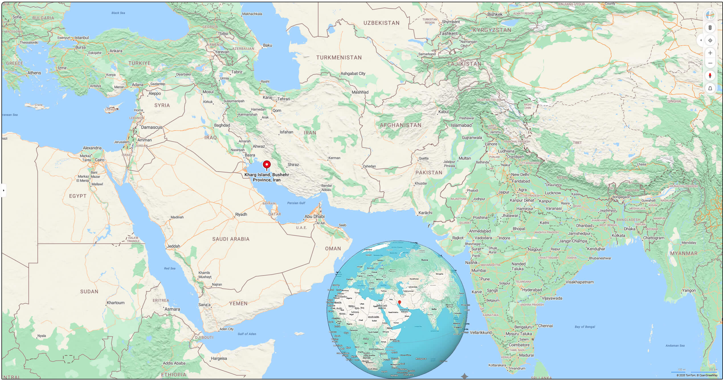 Where is Kharg Island on the World map