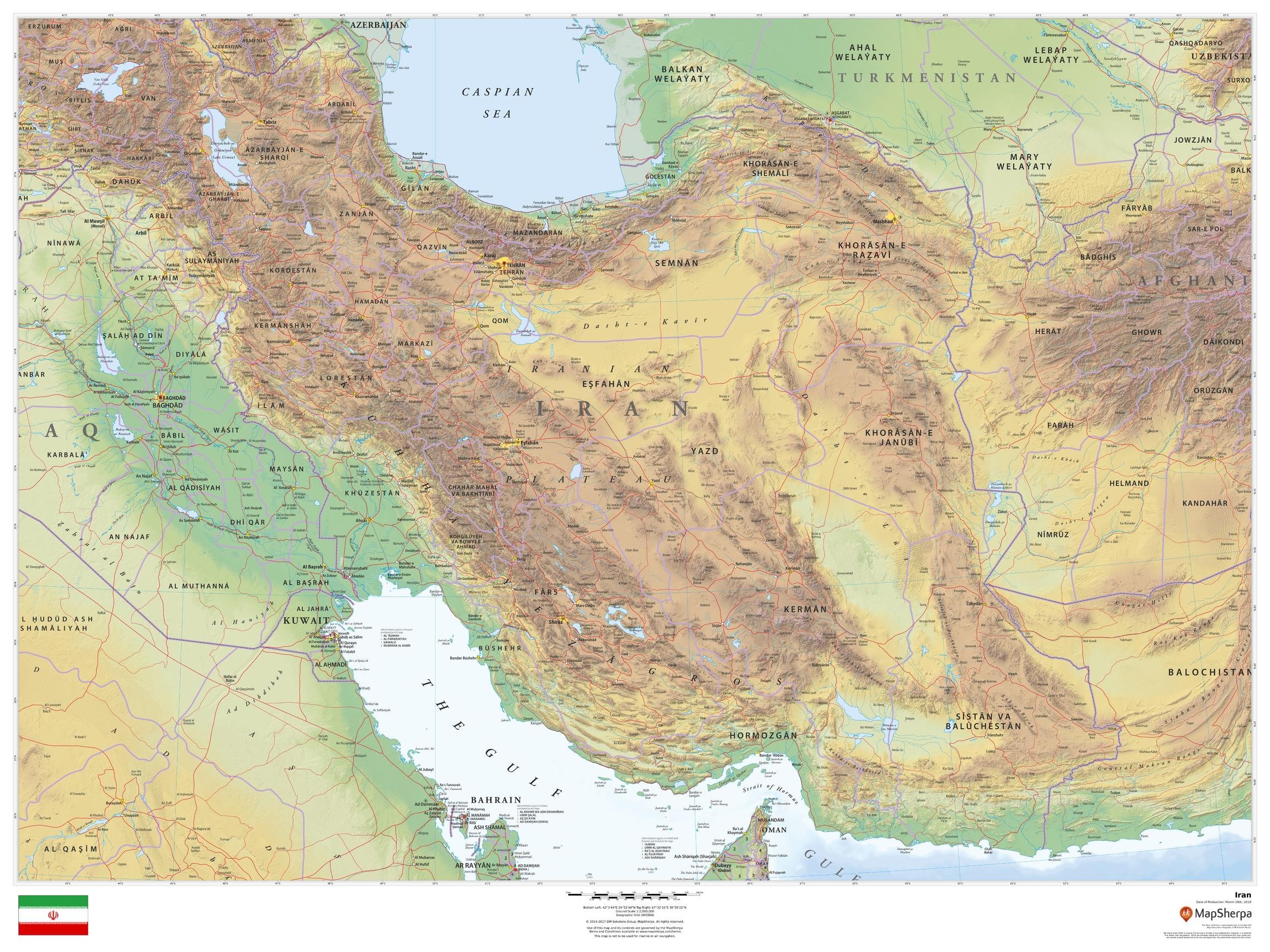 Physical map of Iran