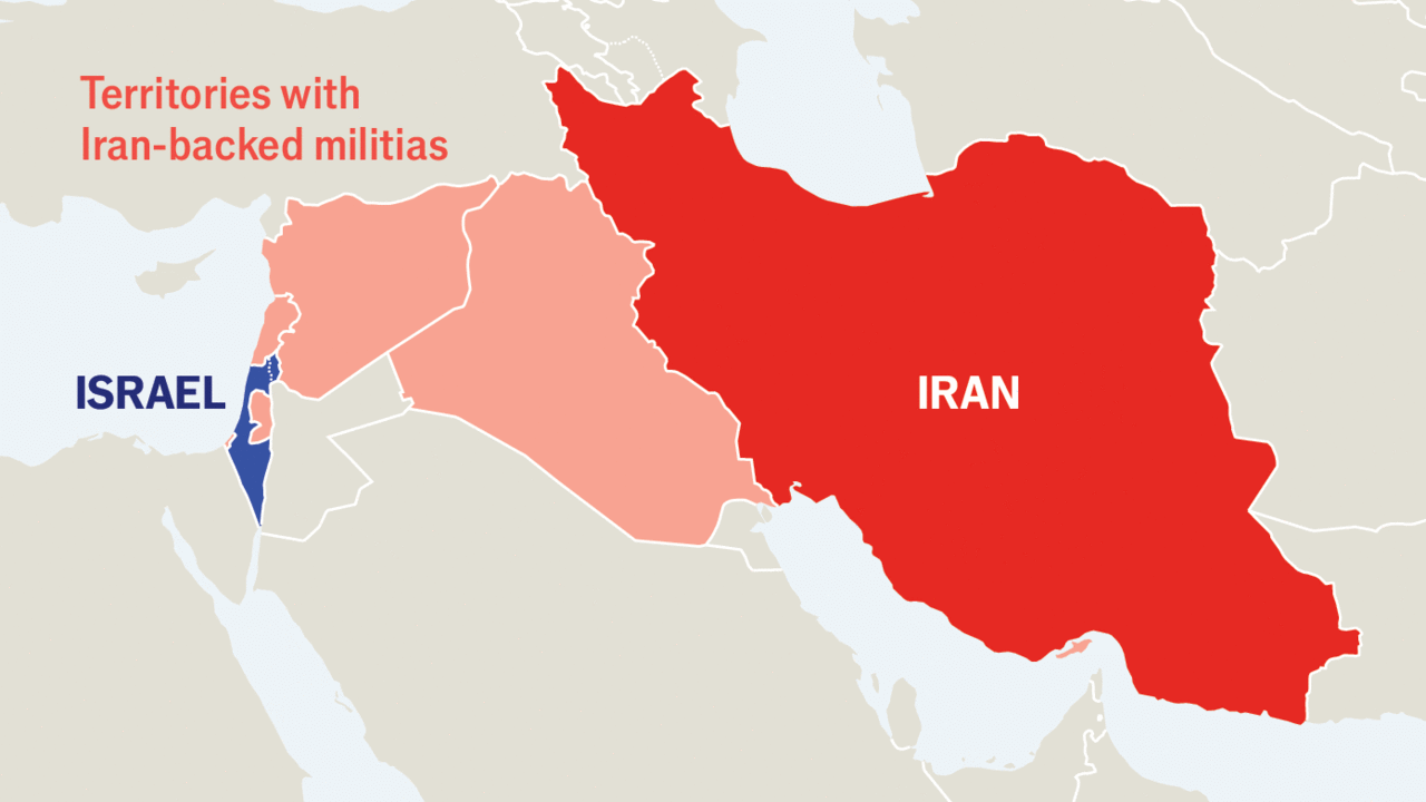 Territories with Iran backed militas map