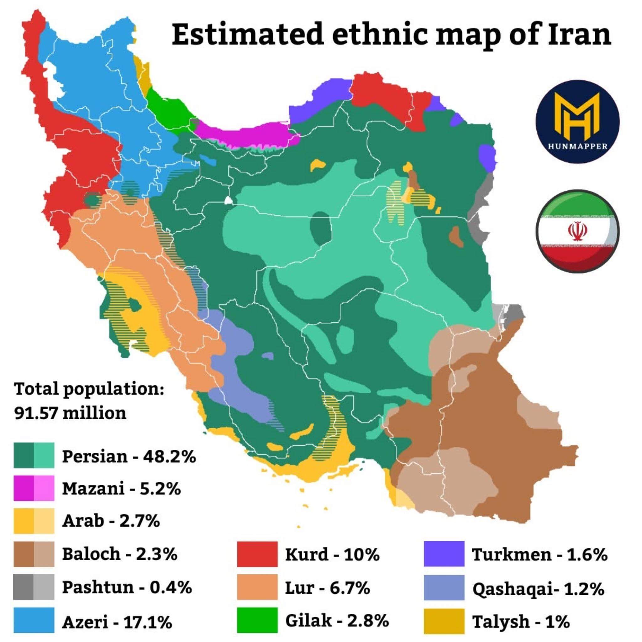 Estimated ethnic map of Iran