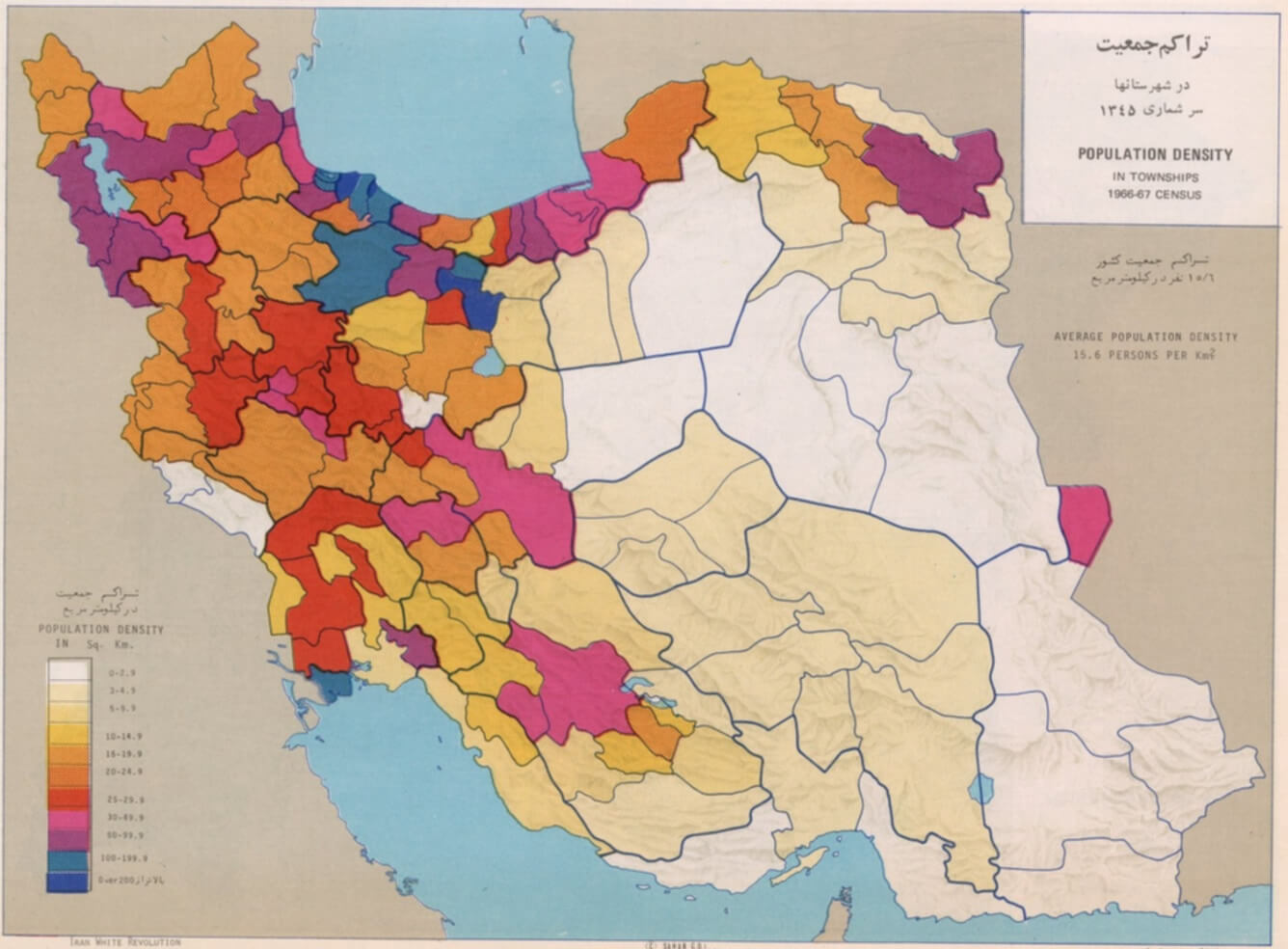 Iran population density map in persian