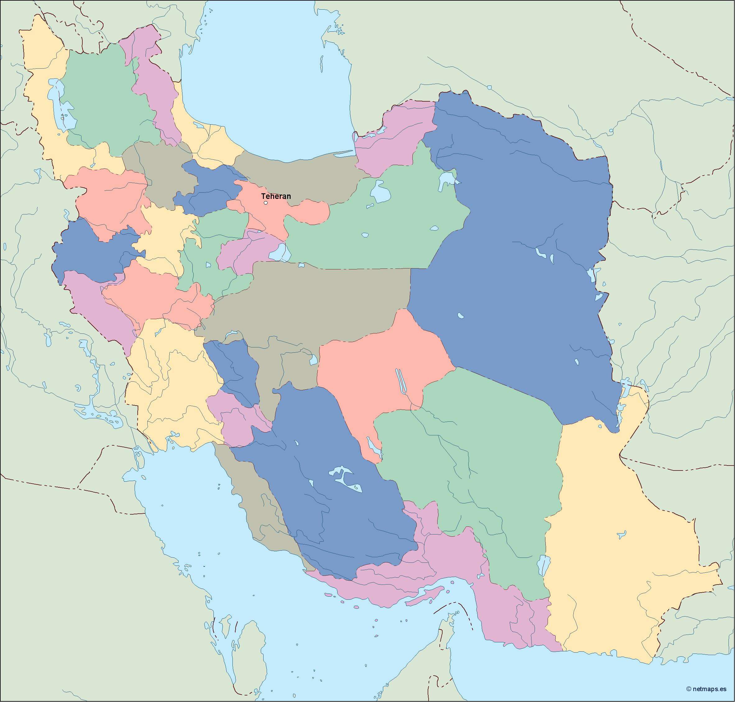 Iran blank regions map