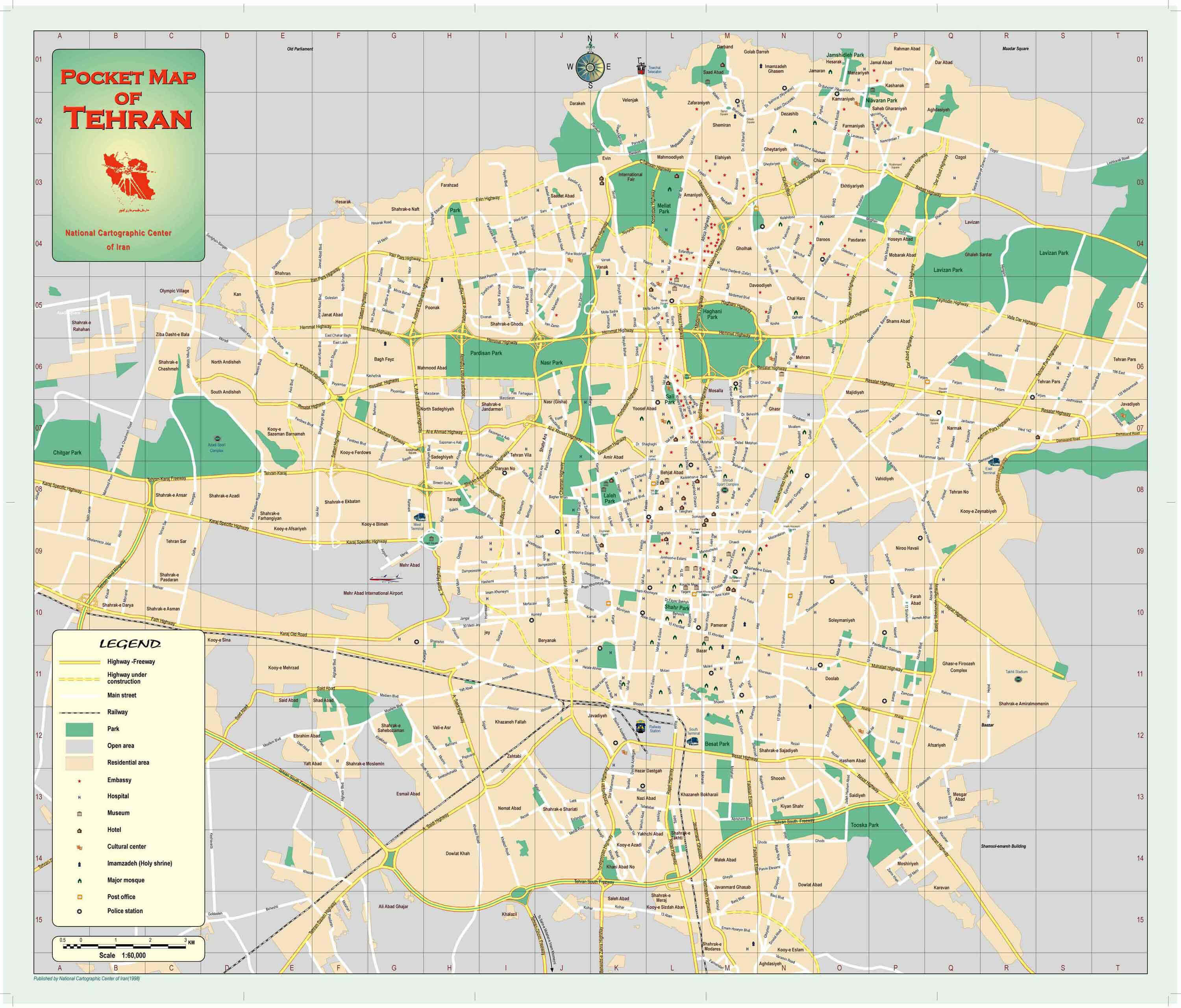 Detailed Road Map of Tehran City