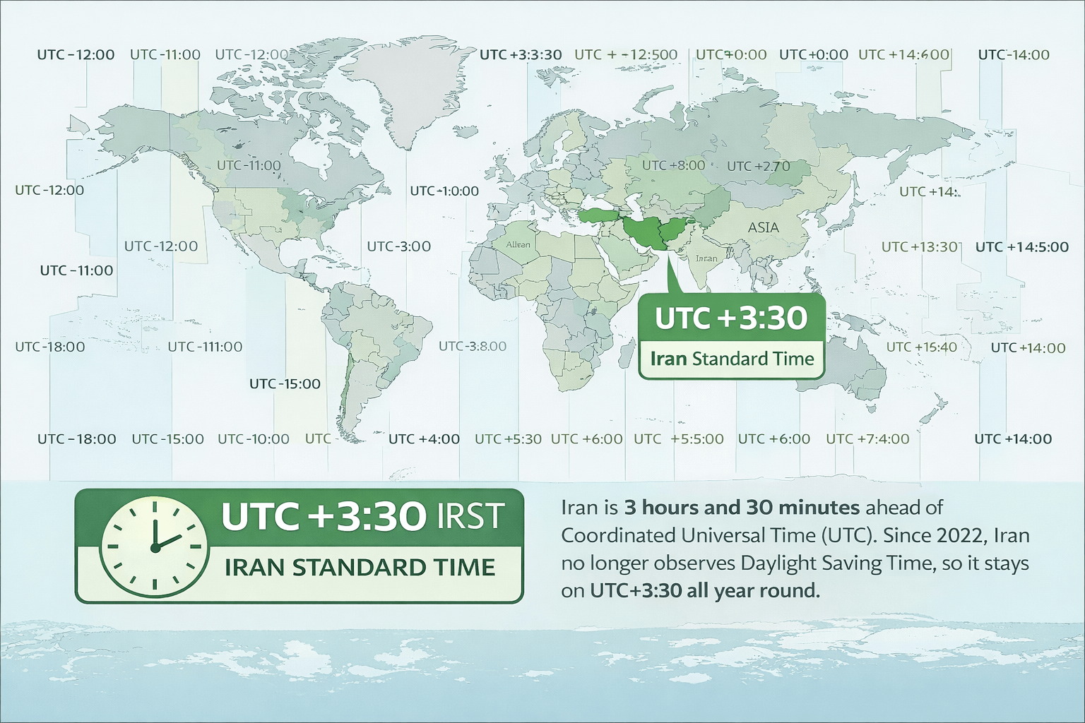 Iran standard time zone map