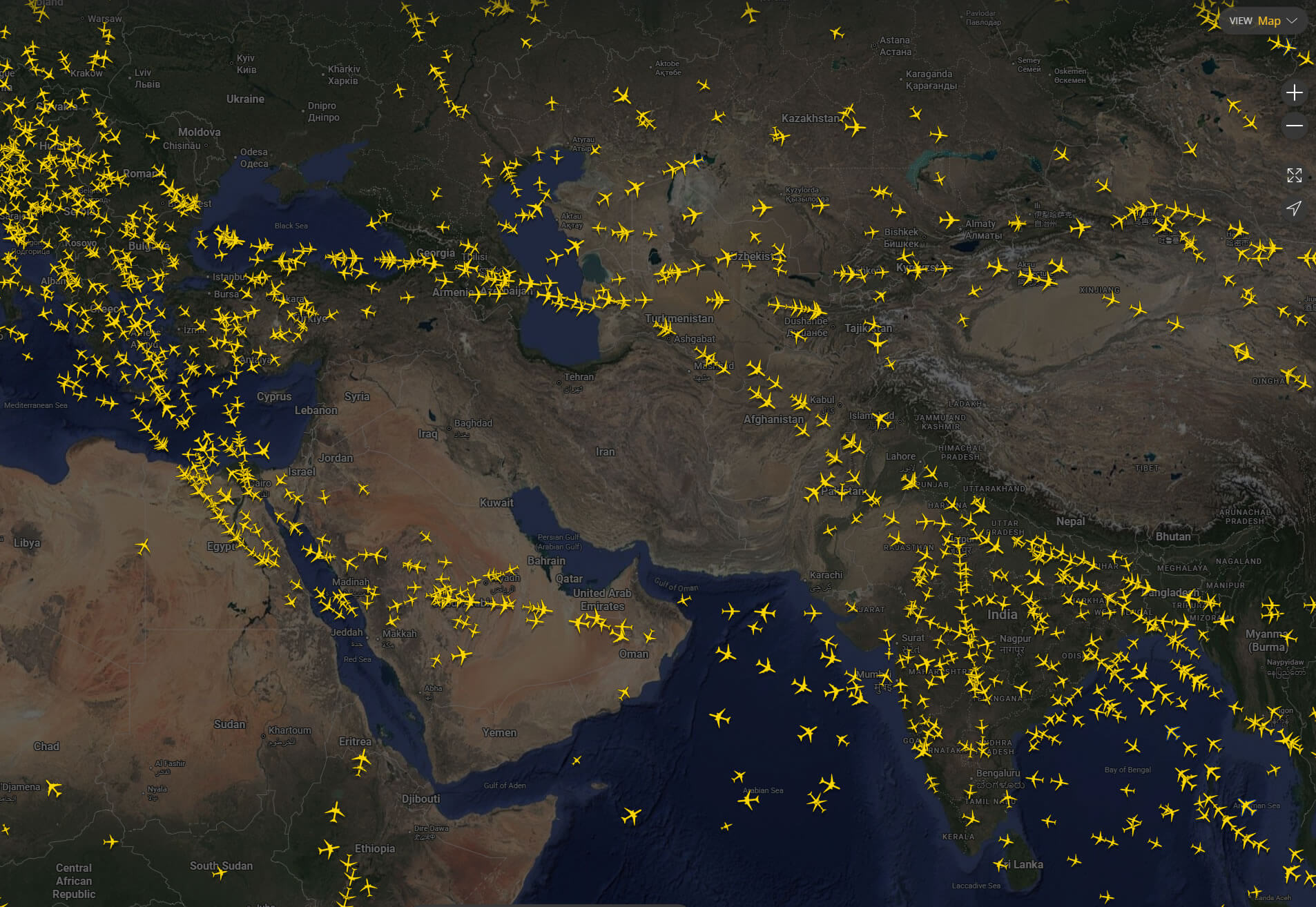 Airspace over Iran after us strikes