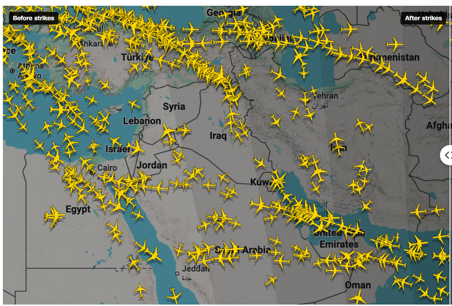 Airspace over Iran before us strikes