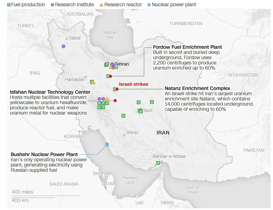 Iran nuclear program map