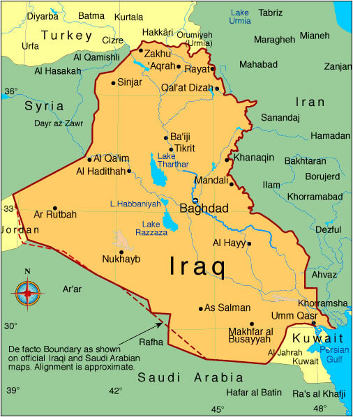 Cities map of Iraq