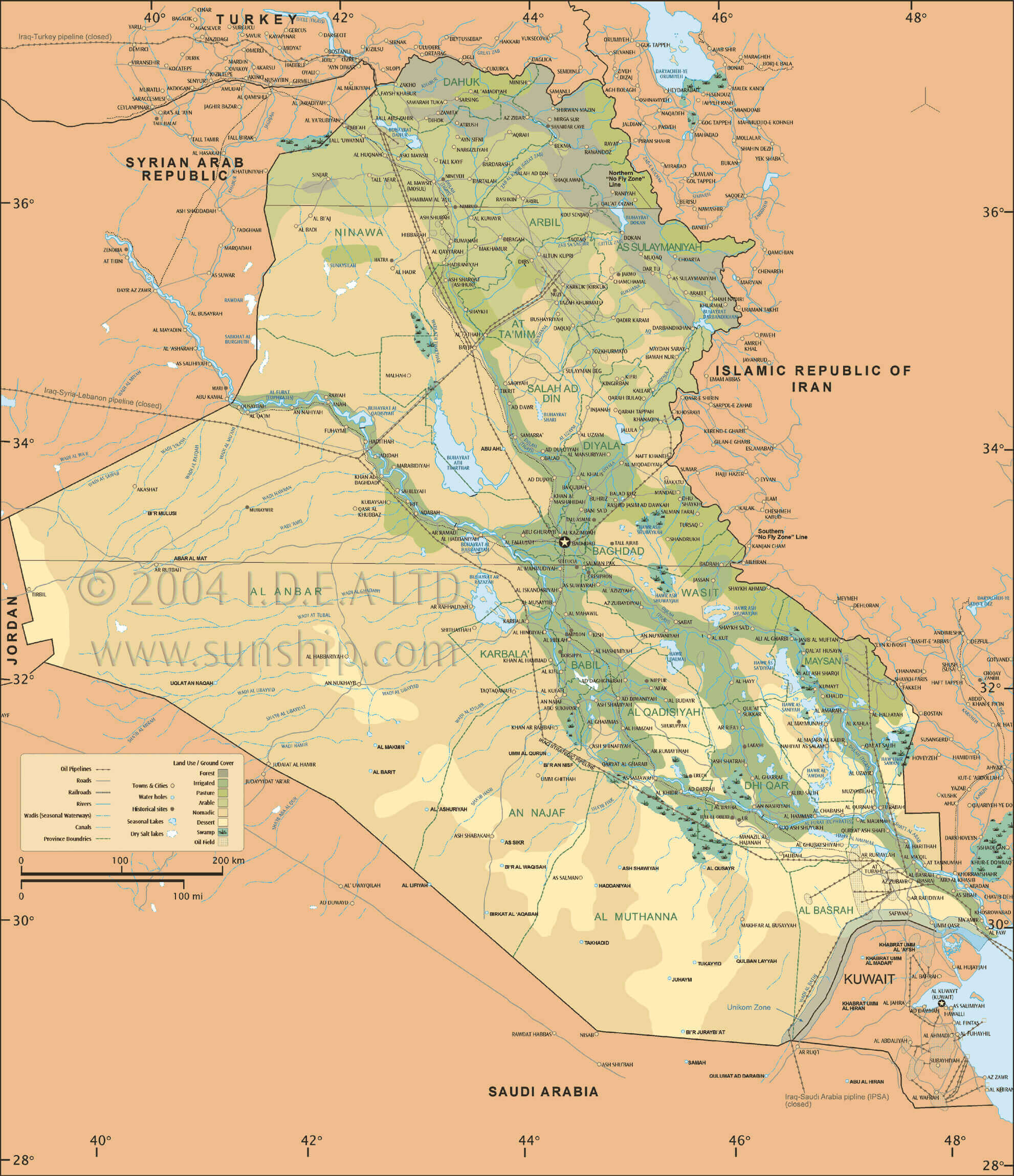 Iraq physical map