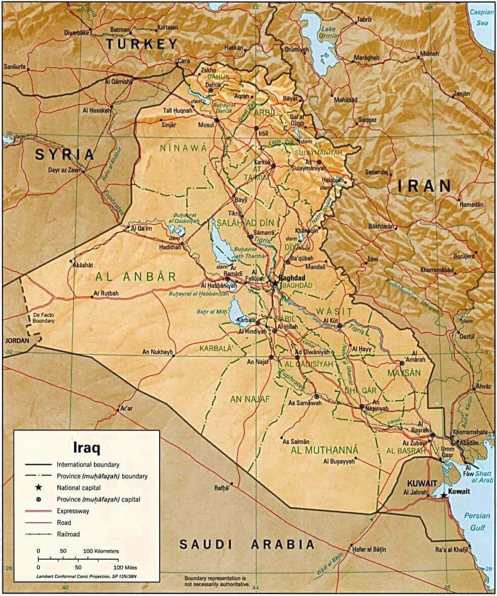 Iraq relief map