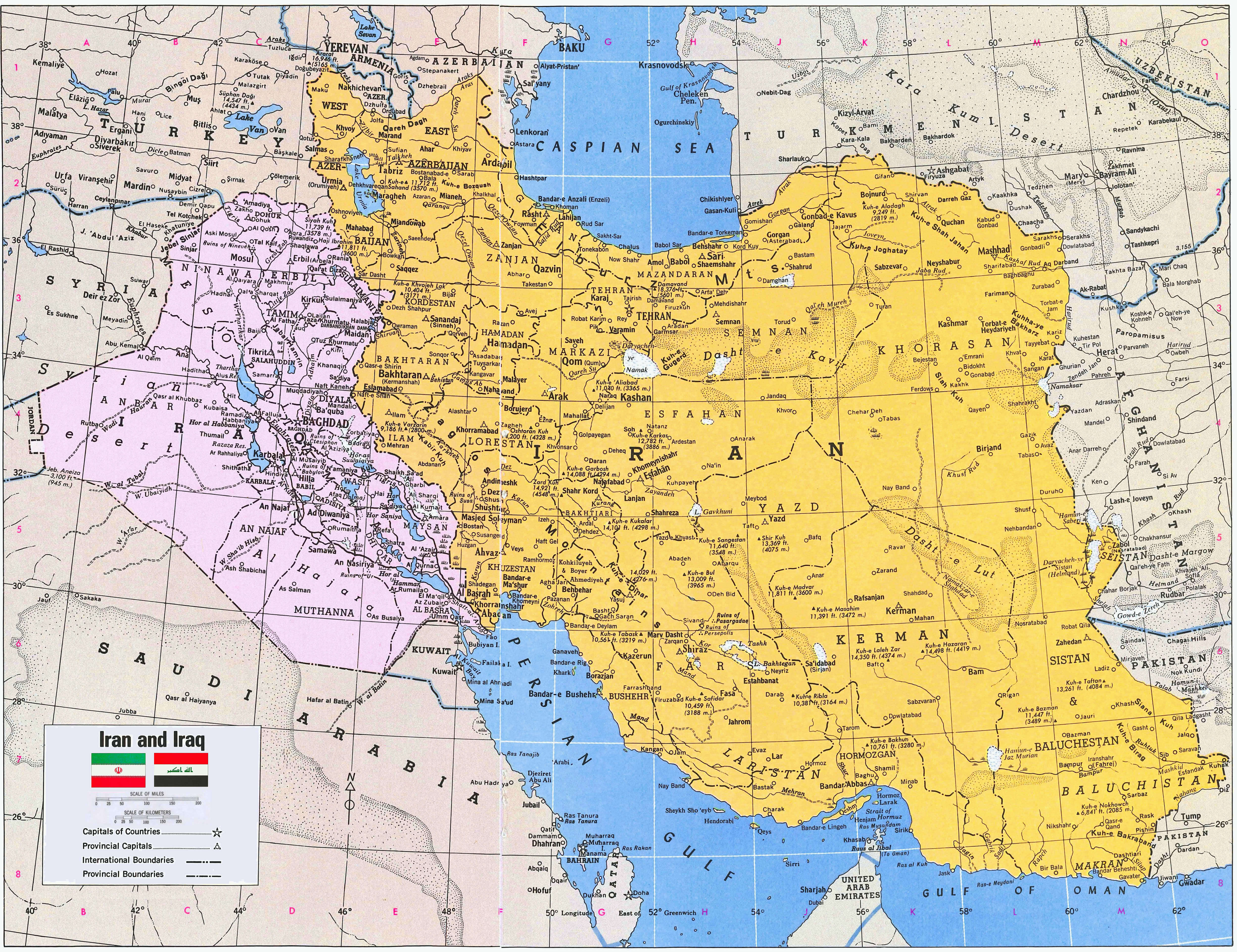 Iran Iraq map