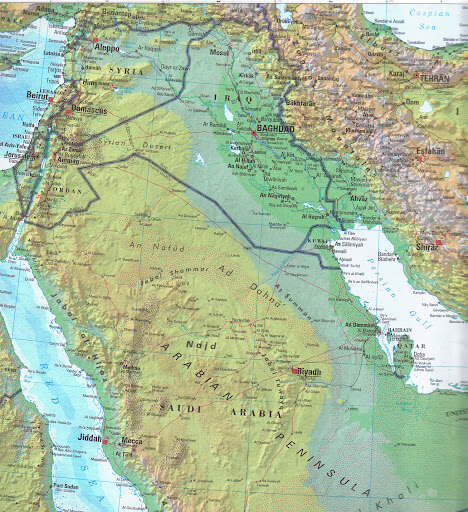 Iraq and Middle East map