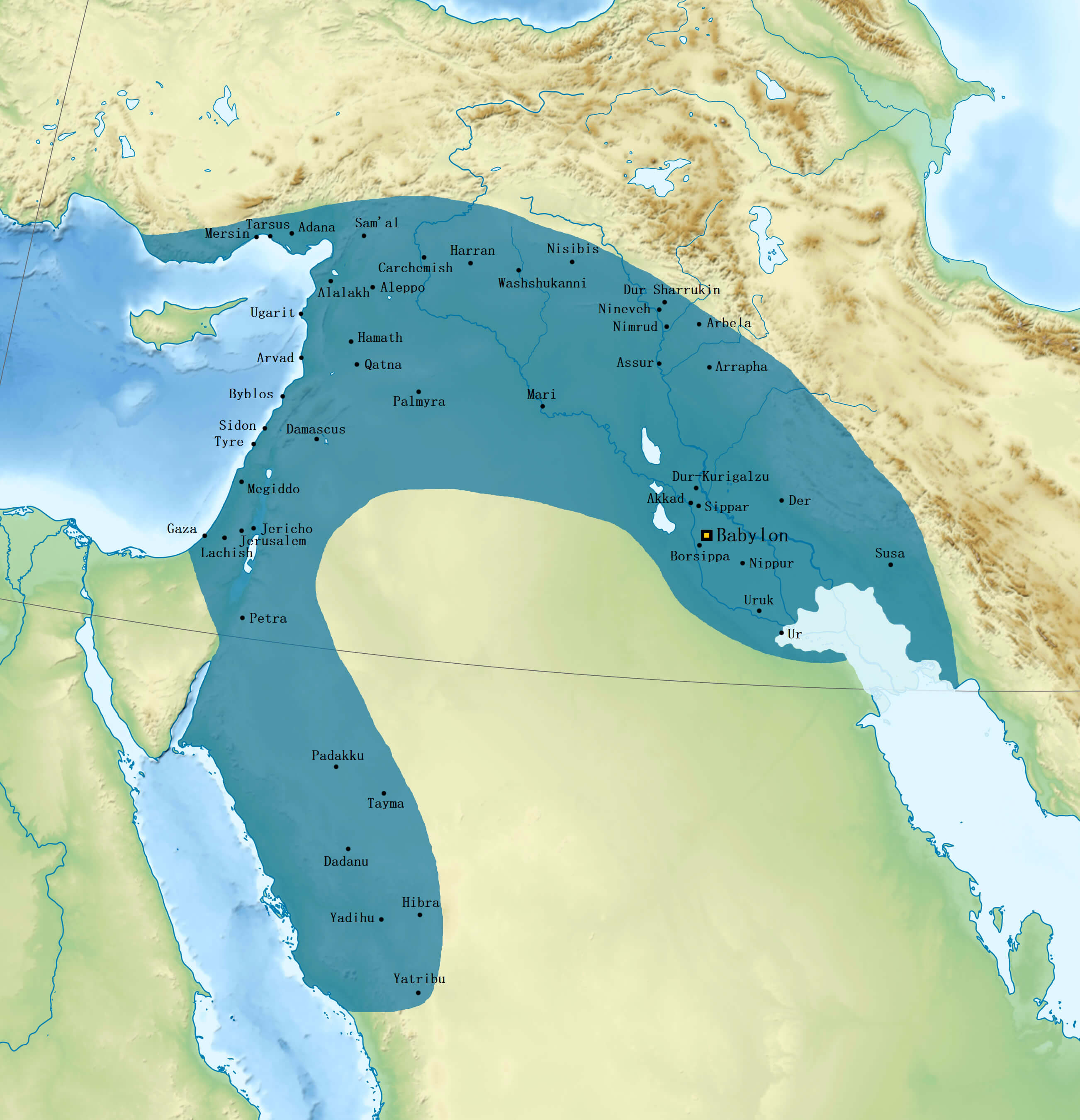 Neo Babylonian Empire map under Nabonidus 556 539 BC