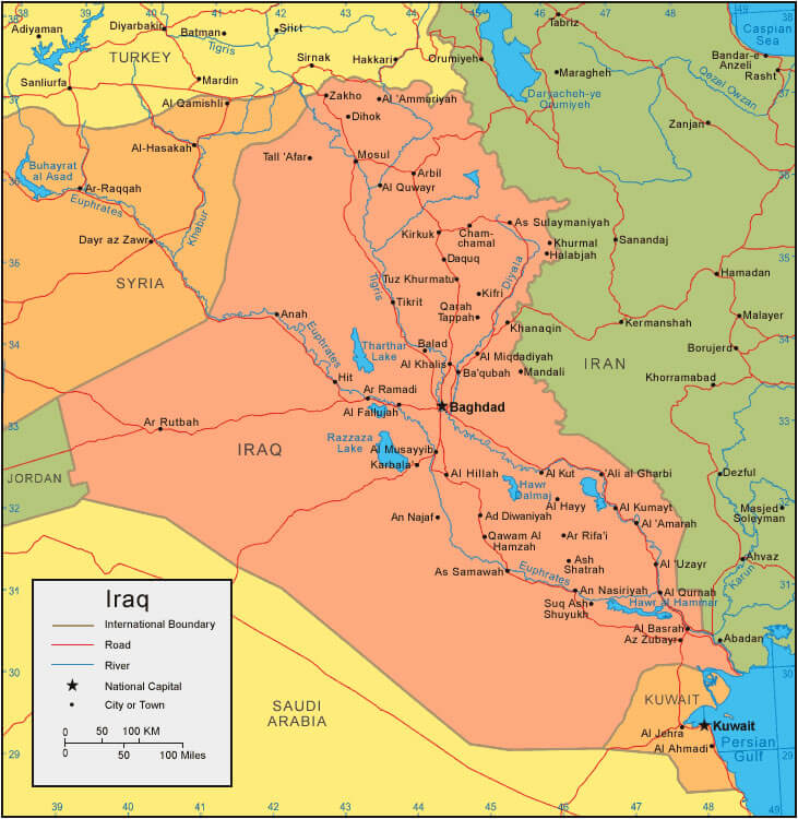 Political map of Iraq