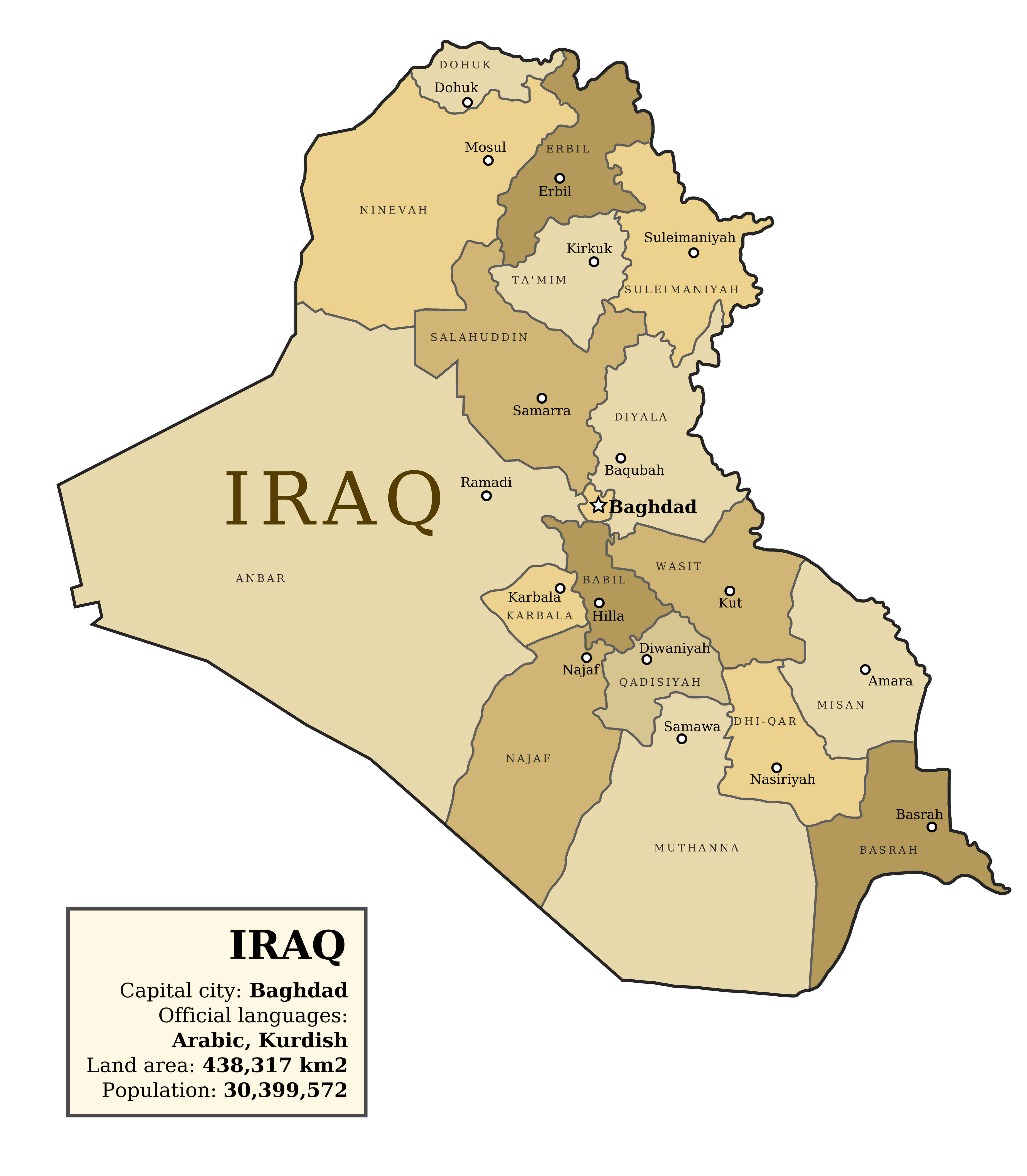 Iraq regions map