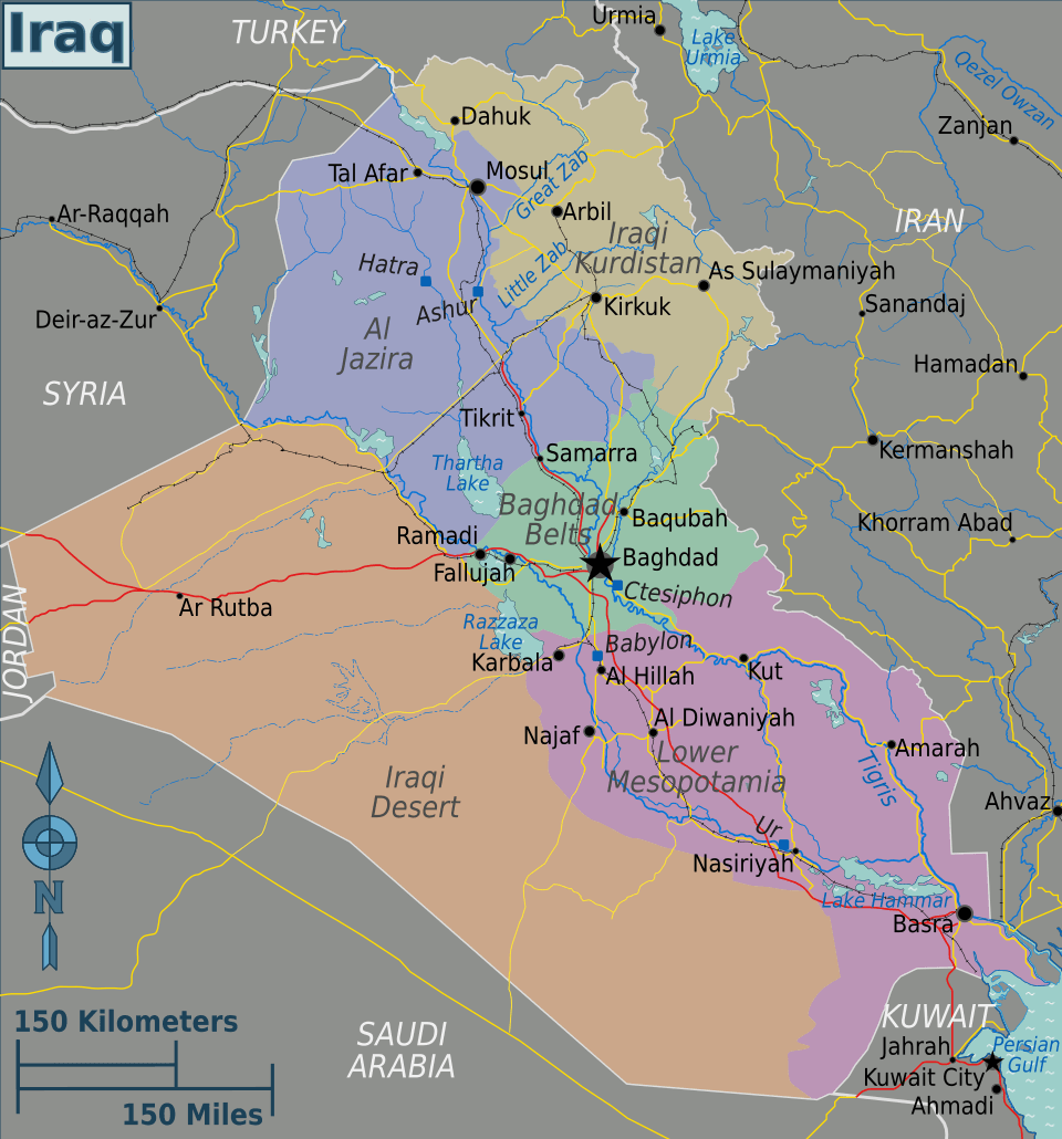 Iraq regions map