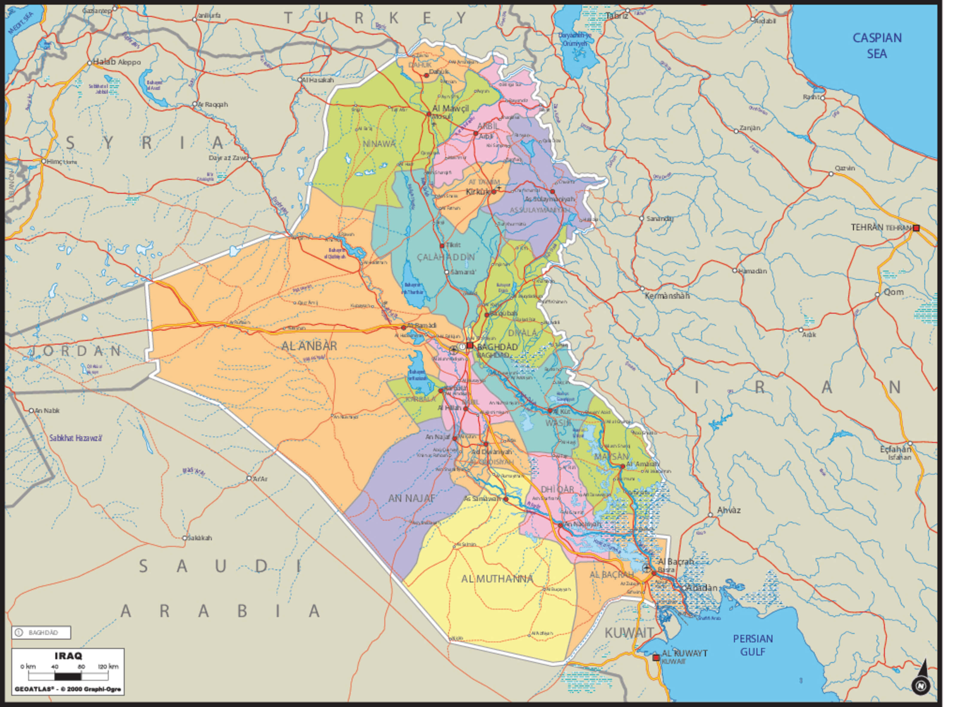 Large regions map of Iraq