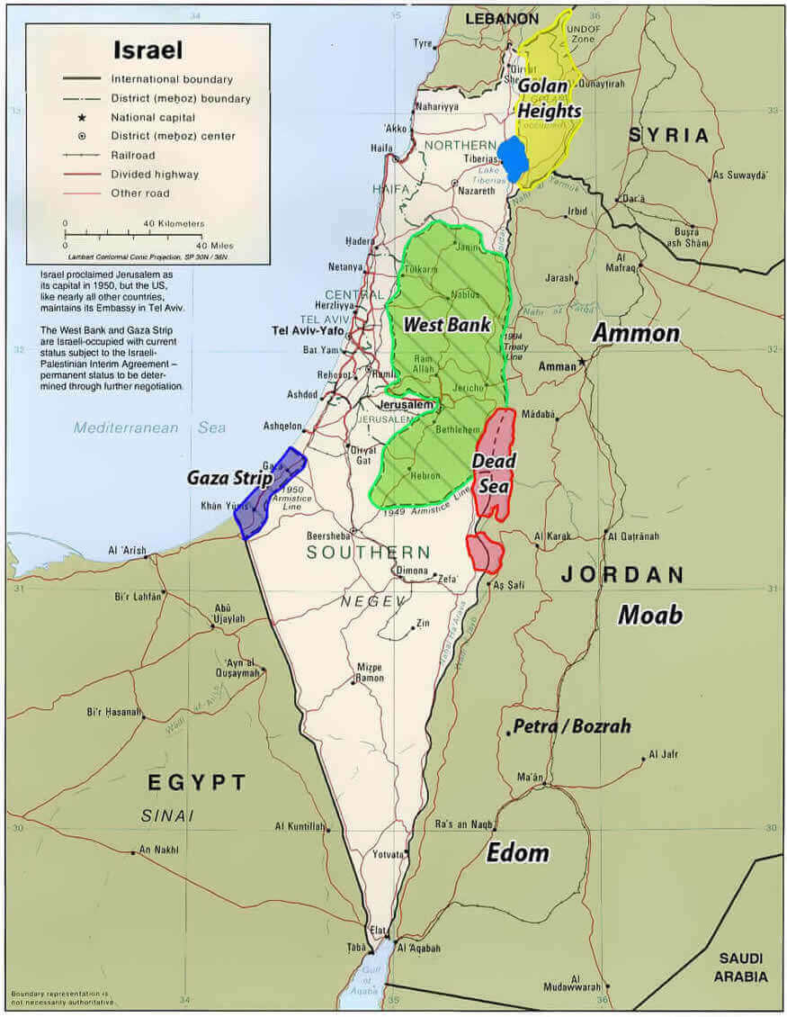 Israel railroad and highways map