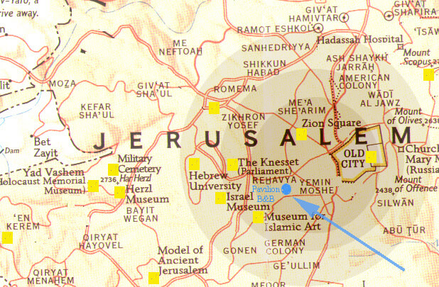 Jerusalem and close regions map