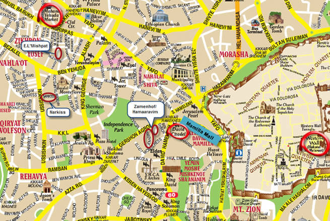 Jerusalem city center map