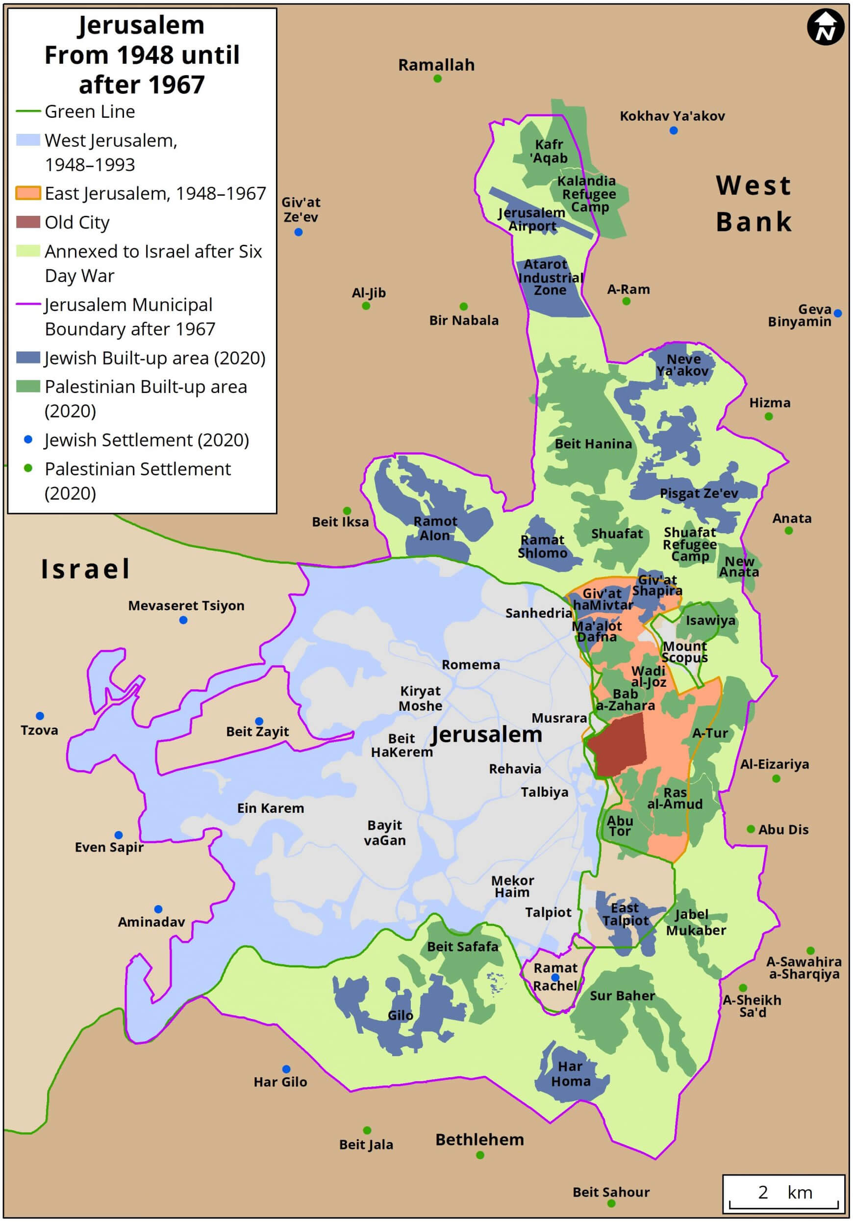Jerusalem map 1948 1967