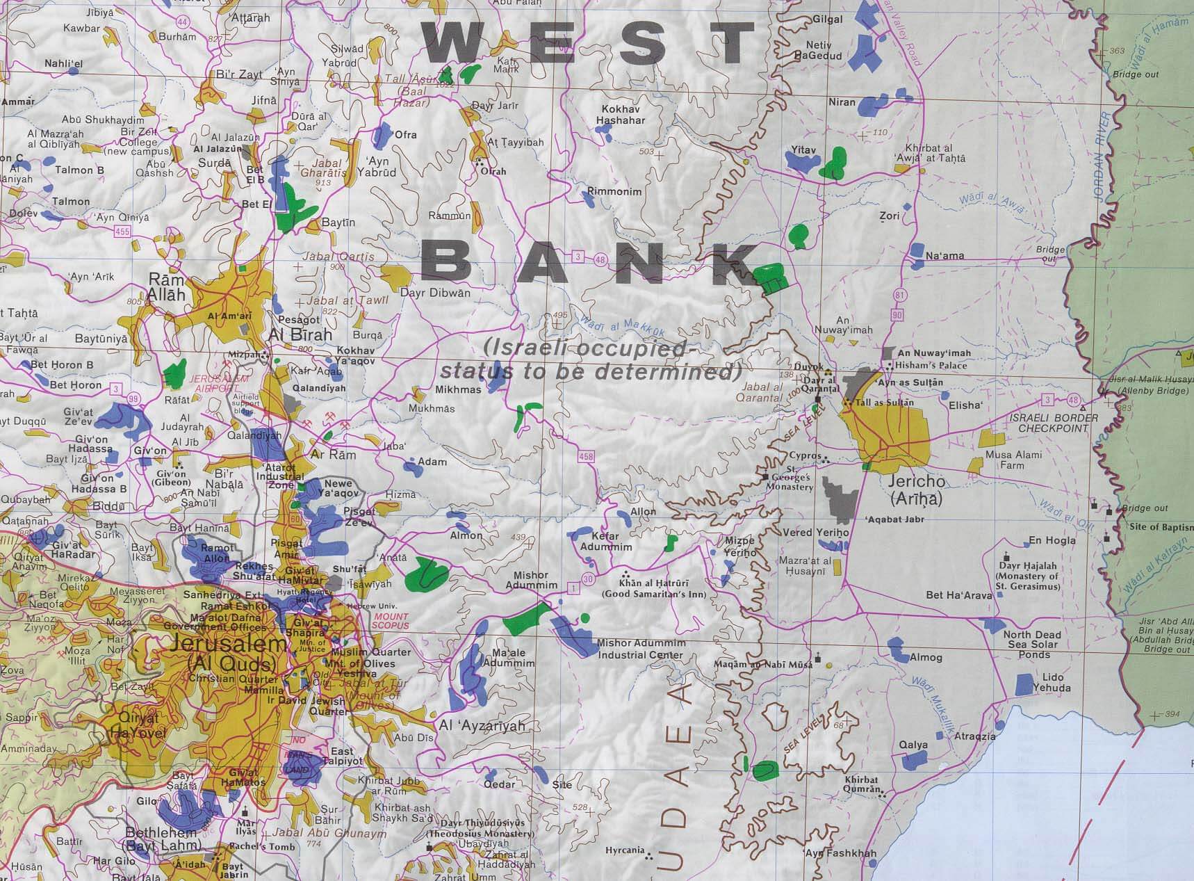 West Bank detailed map Jerusalem	
