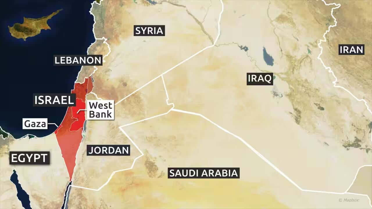 Israel and middle east countries map