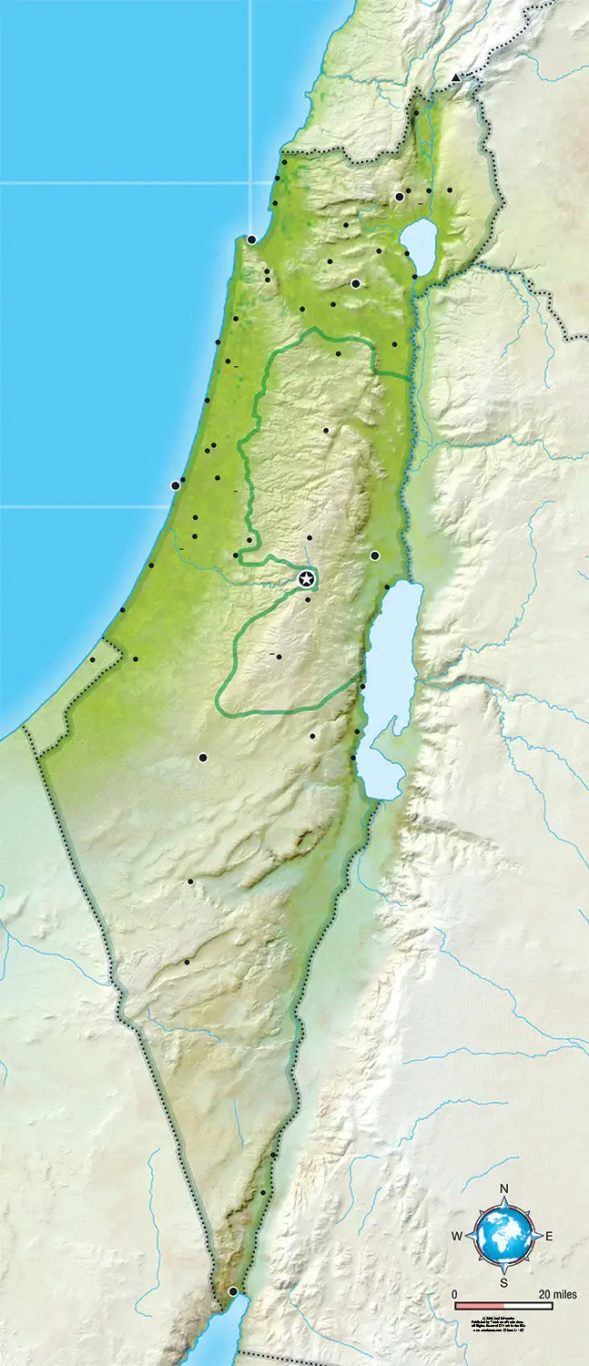 Israel blank physical map