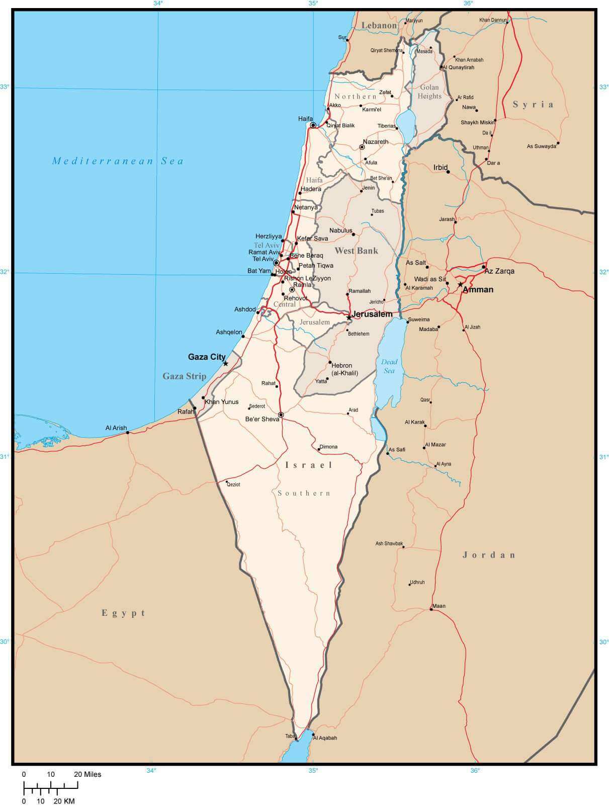 Road map of Israel